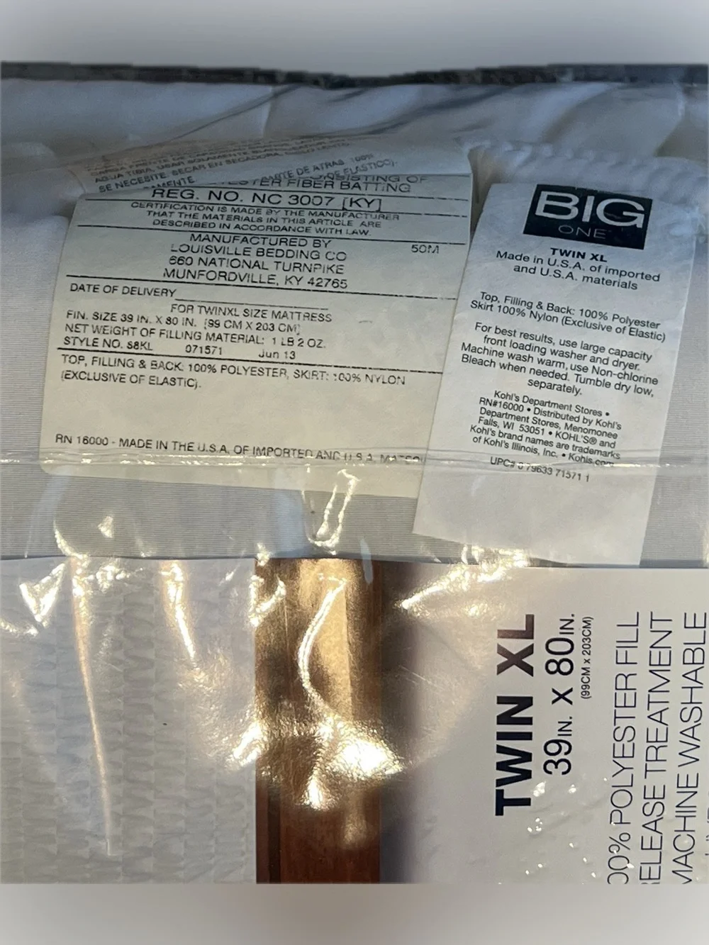 New The Big One White Microfiber Mattress Pad Twin XL Plush Top Wsterproof